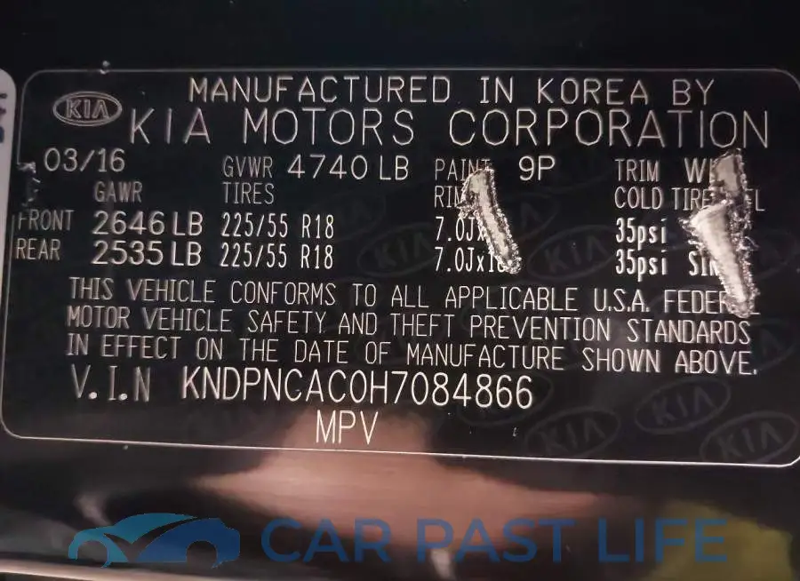 KNDPNCAC0H7084866# 9