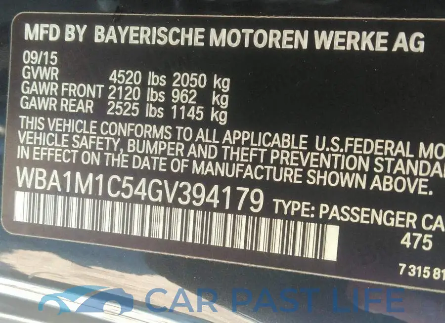 WBA1M1C54GV394179# 9
