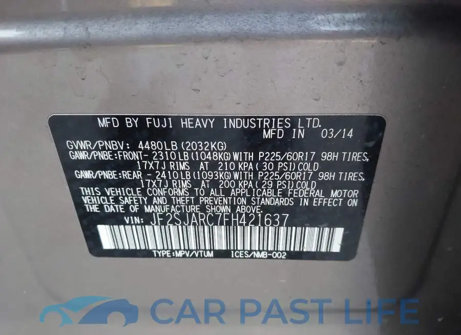 JF2SJARC7FH421637# 9