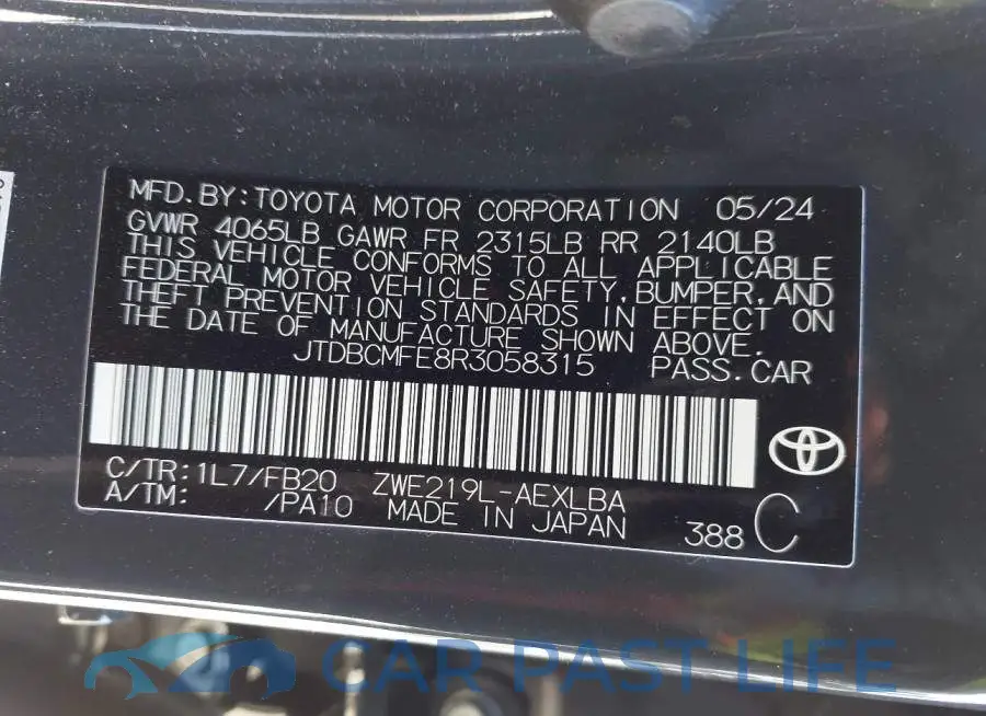 JTDBCMFE8R3058315# 9