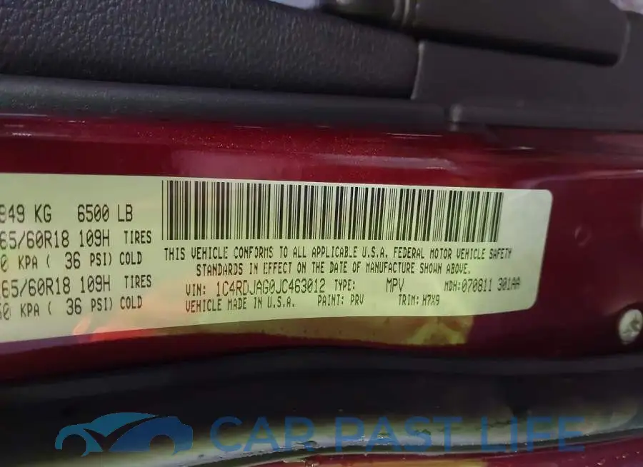 1C4RDJAG0JC463012# 9