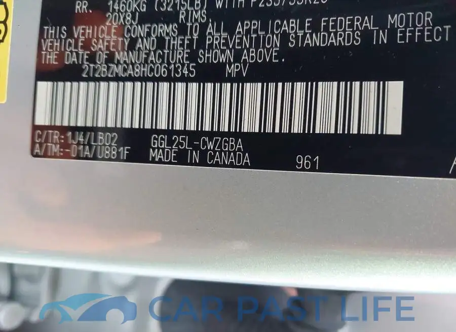 2T2BZMCA8HC061345# 9