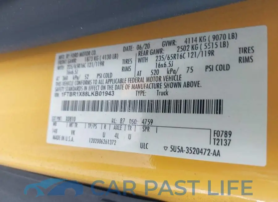 1FTBR1X88LKB01943# 9