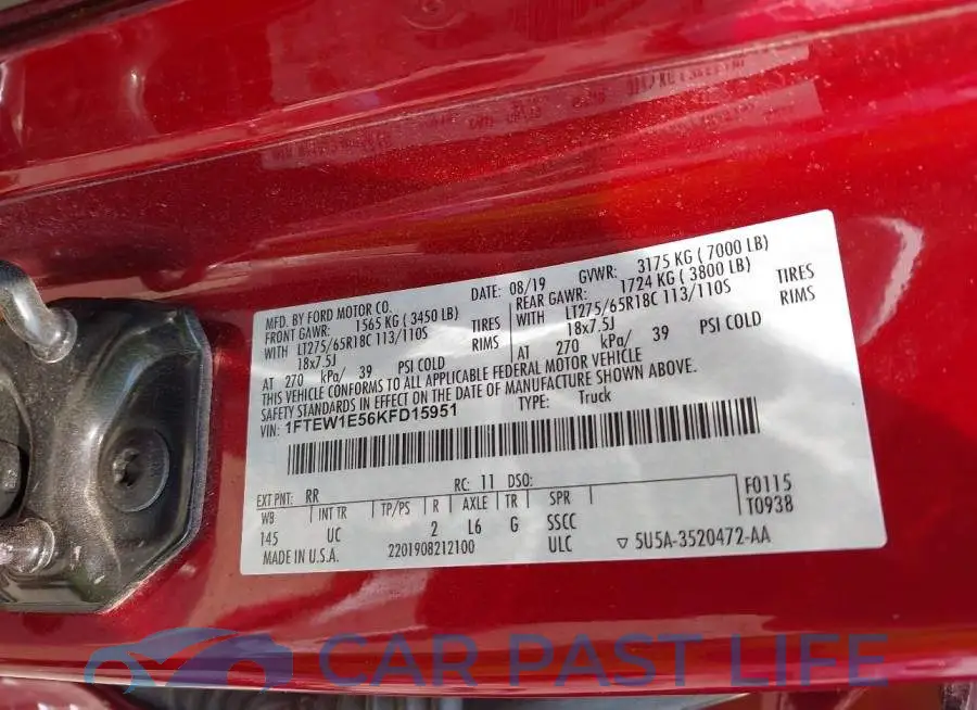 1FTEW1E56KFD15951# 9
