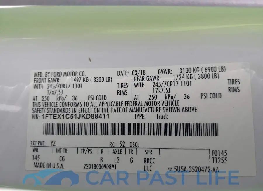 1FTEX1C51JKD88411# 9