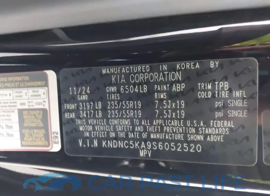 KNDNC5KA9S6052520# 9