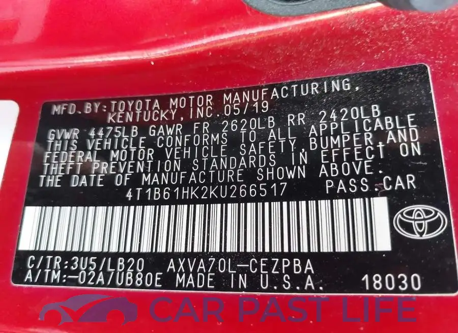 4T1B61HK2KU266517# 9