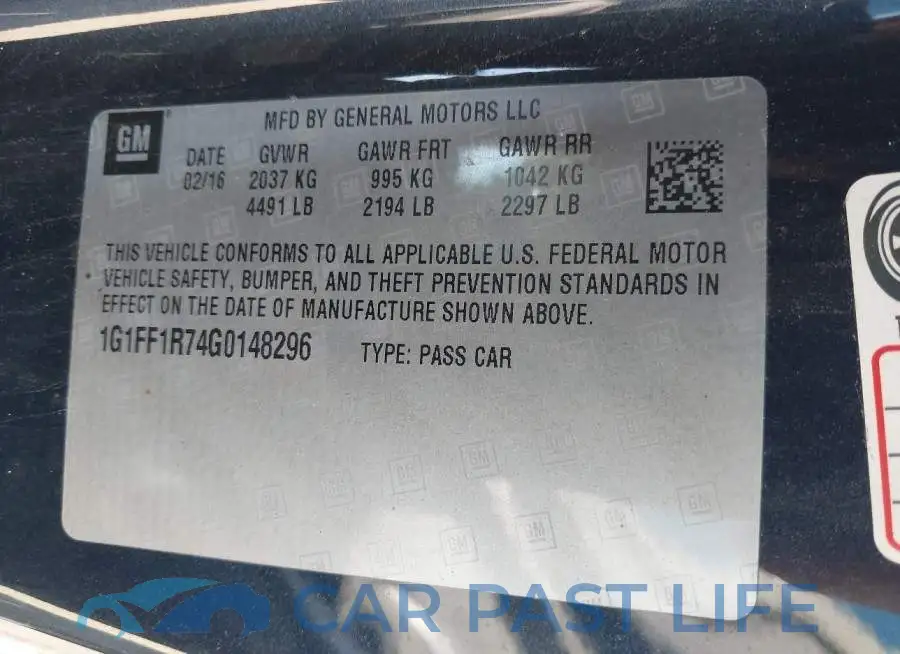 1G1FF1R74G0148296# 9