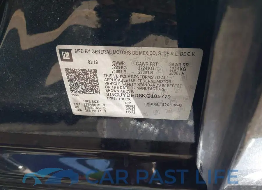 3GCUYDED8KG105770# 9