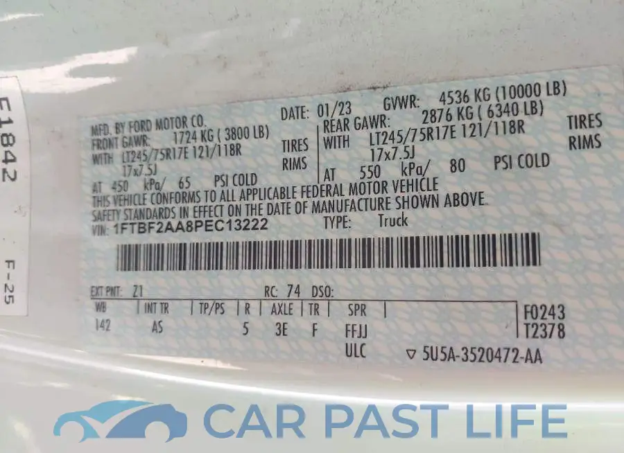1FTBF2AA8PEC13222# 9