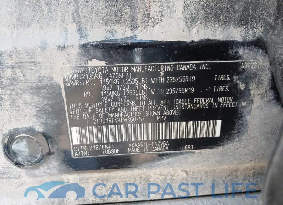 2T3J1RFV4PW360757# 9