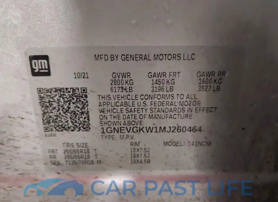 1GNEVGKW1MJ260464# 9