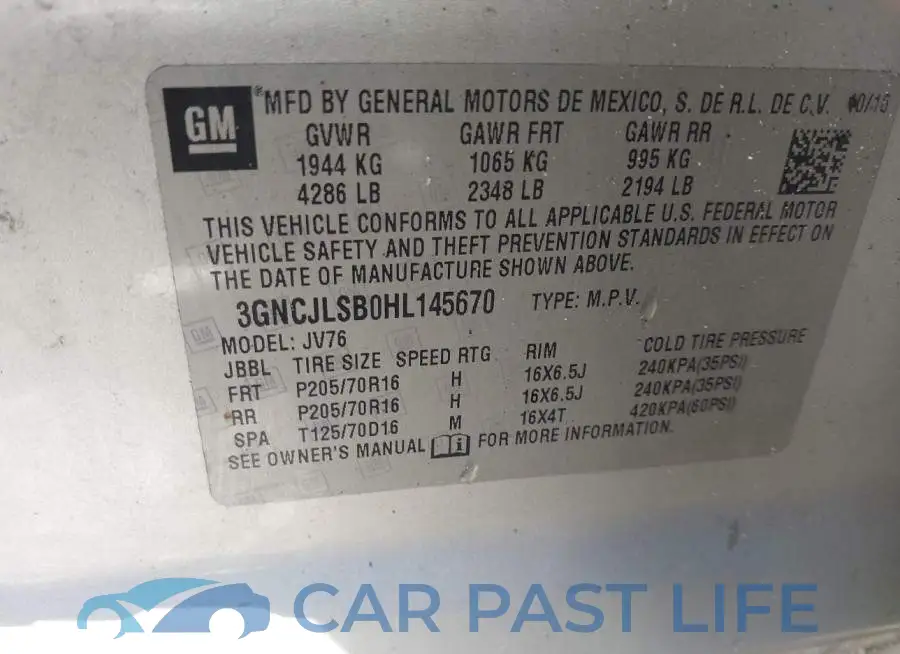 3GNCJLSB0HL145670# 9