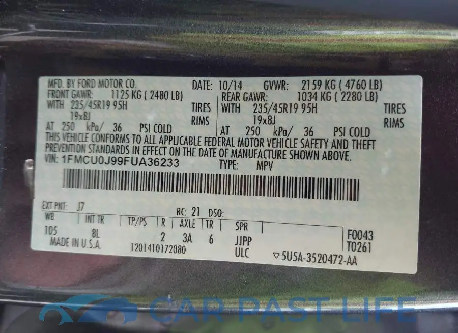 1FMCU0J99FUA36233# 9