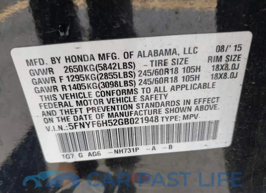 5FNYF6H52GB021948# 9