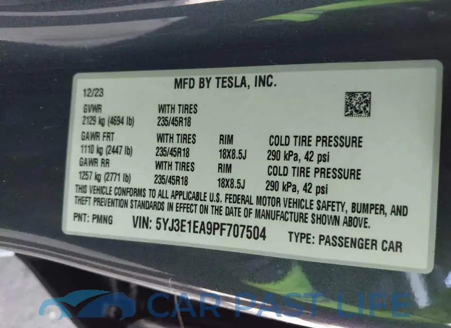 5YJ3E1EA9PF707504# 9