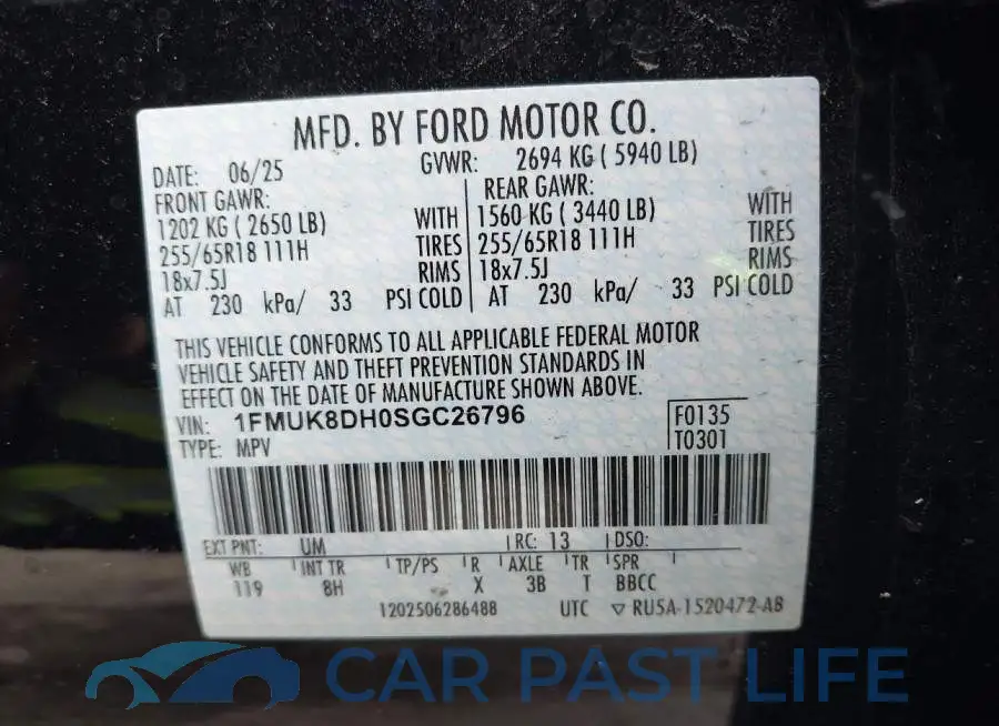 1FMUK8DH0SGC26796# 9