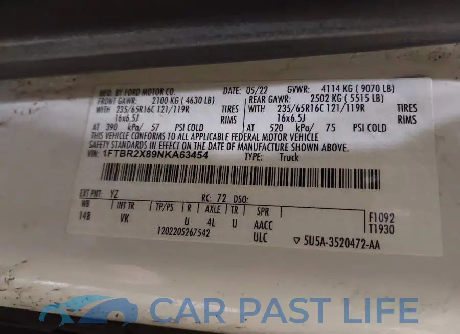 1FTBR2X89NKA63454# 9
