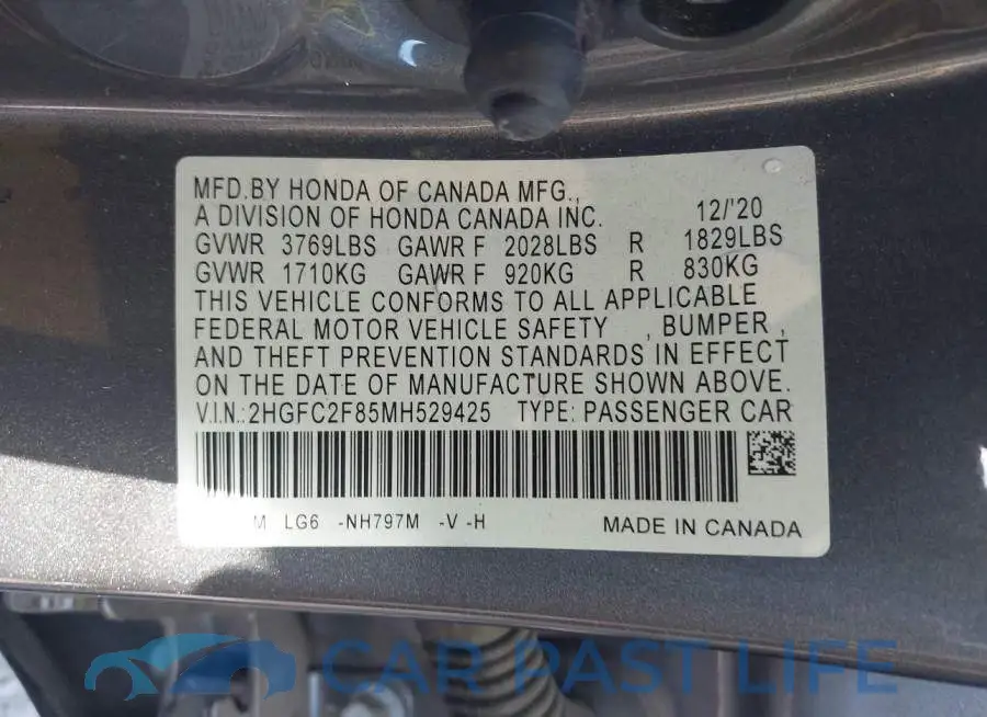 2HGFC2F85MH529425# 9