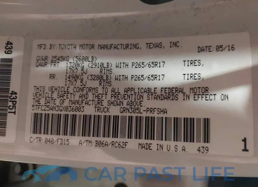 5TFCZ5AN3GX036003# 9
