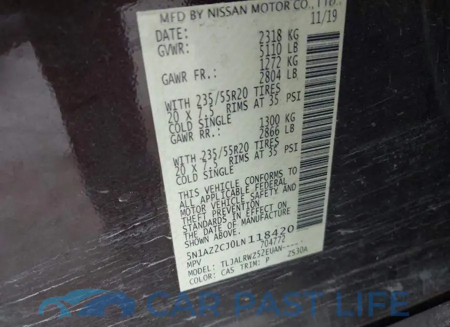 5N1AZ2CJ0LN118420# 9