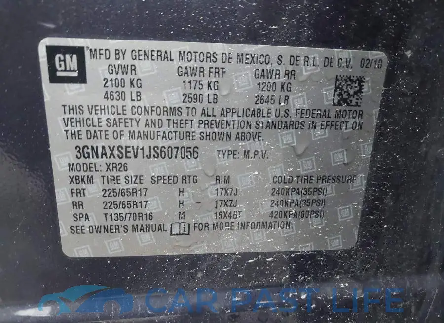 3GNAXSEV1JS607056# 9