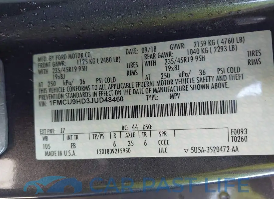 1FMCU9HD3JUD48460# 9
