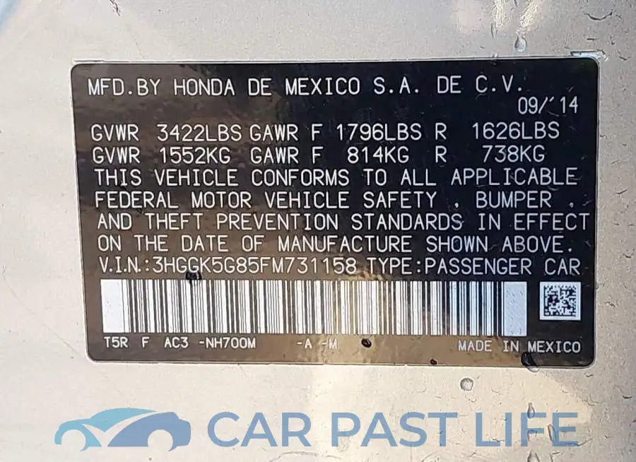 3HGGK5G85FM731158# 9