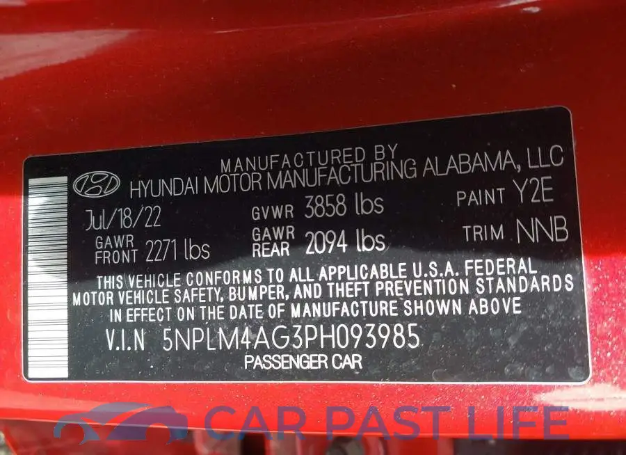 5NPLM4AG3PH093985# 9