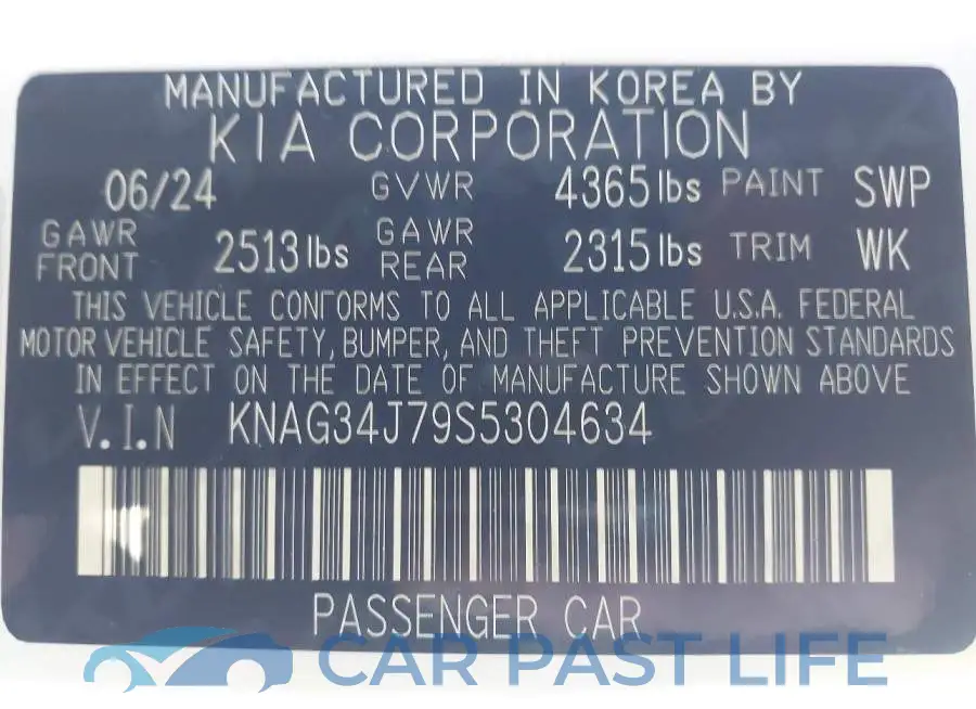 KNAG34J79S5304634# 9