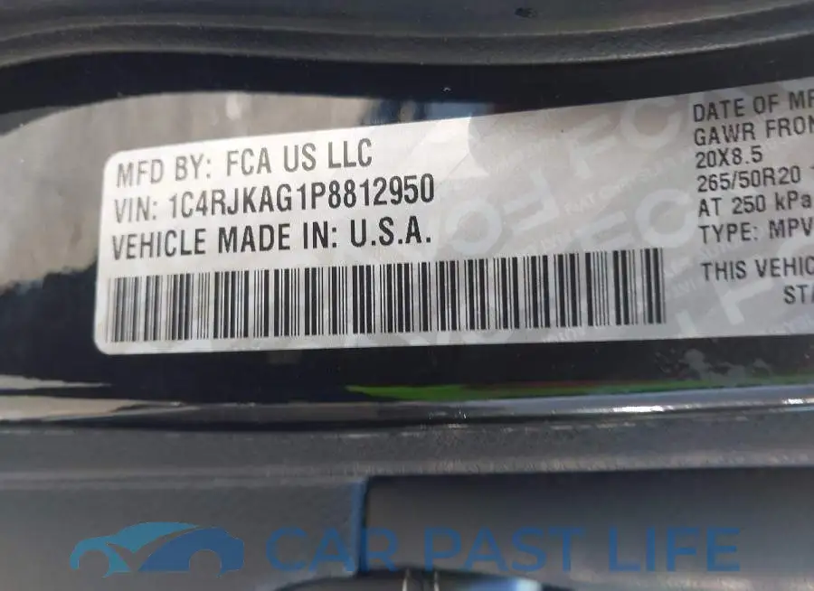 1C4RJKAG1P8812950# 9