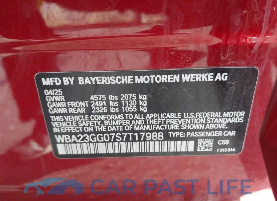 WBA23GG07S7T17988# 9