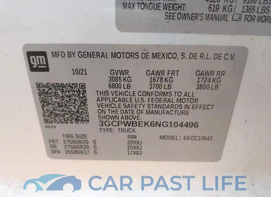 3GCPWBEK6NG104496# 9