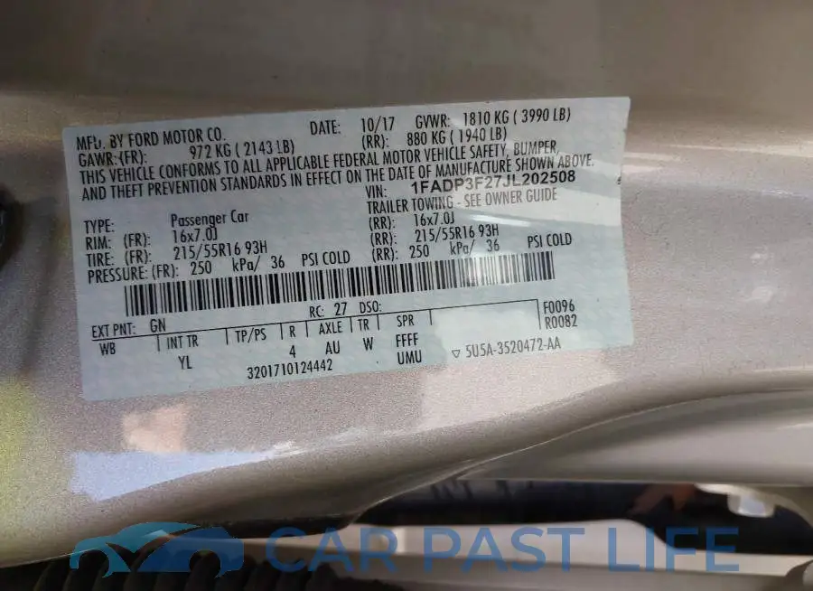 1FADP3F27JL202508# 9