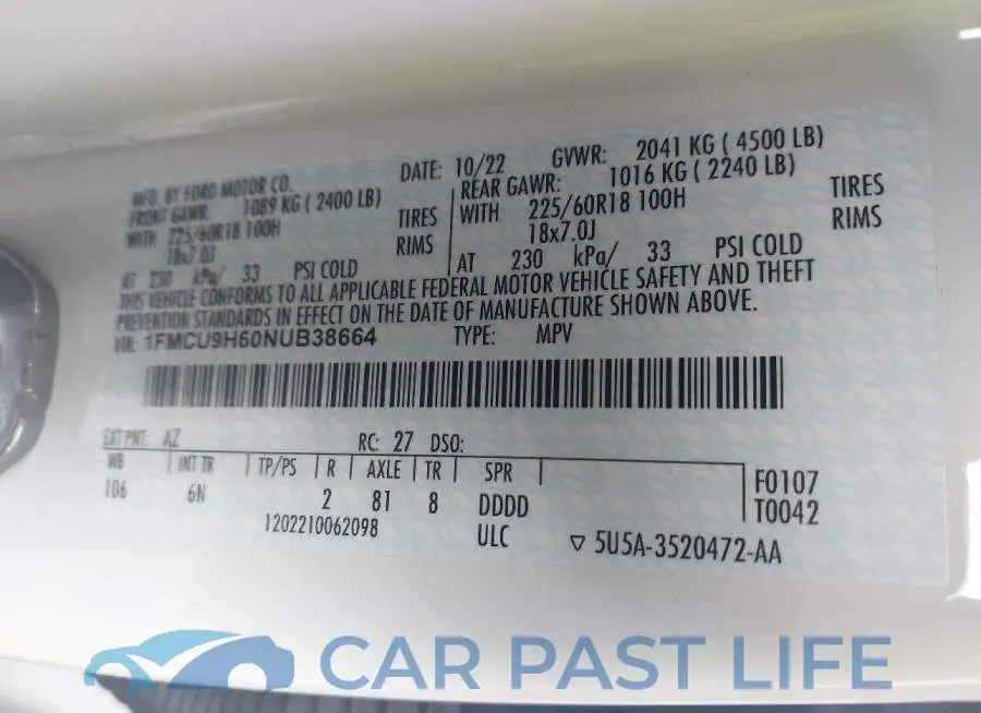 1FMCU9H60NUB38664# 9