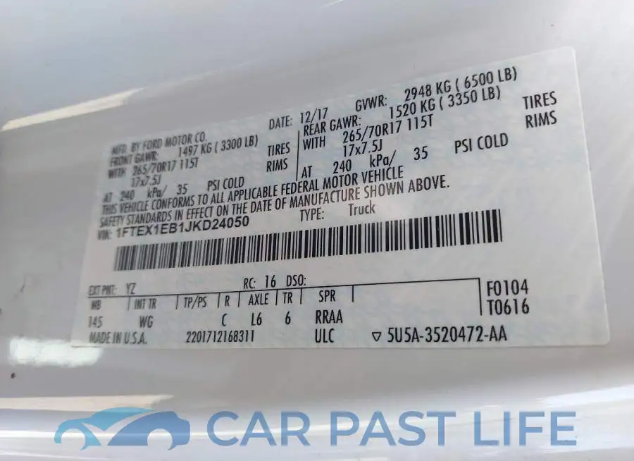 1FTEX1EB1JKD24050# 9