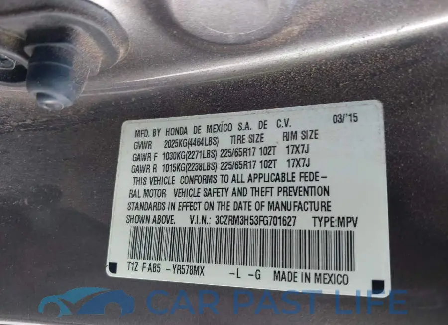 3CZRM3H53FG701627# 9