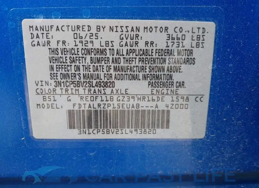 3N1CP5BV2SL493820# 9