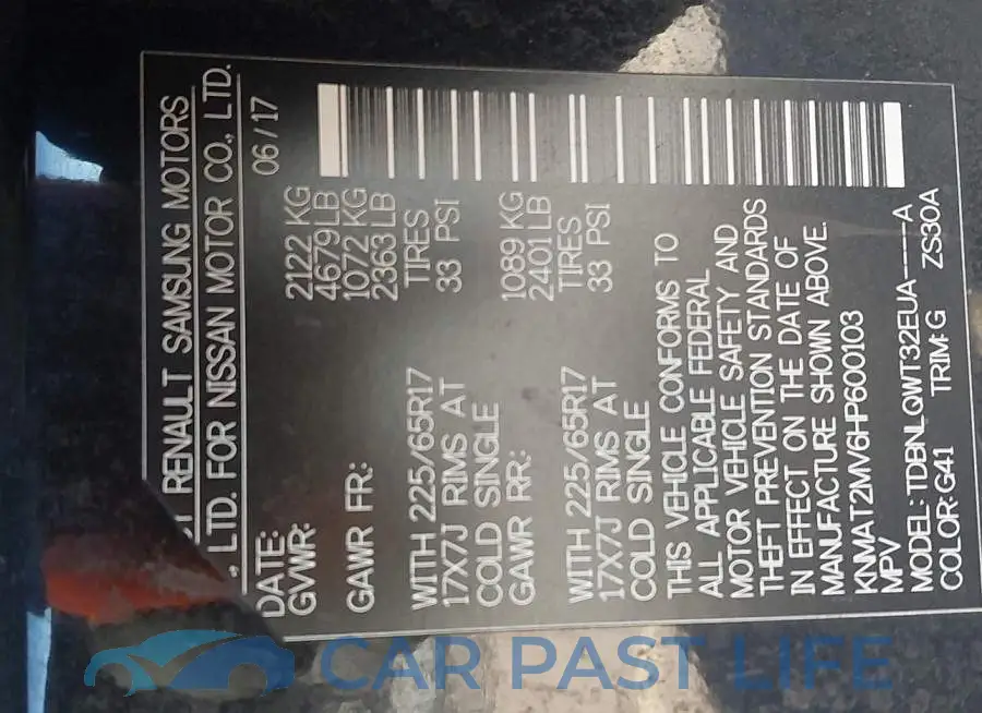 KNMAT2MV6HP600103# 9