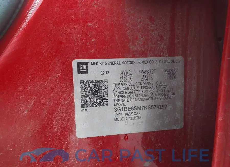3G1BE6SM7KS574192# 9