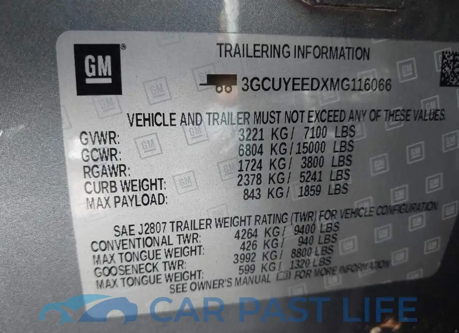 3GCUYEEDXMG116066# 9