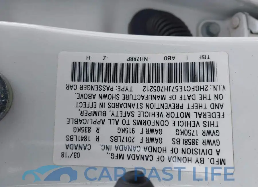 2HGFC1E57JH705212# 9