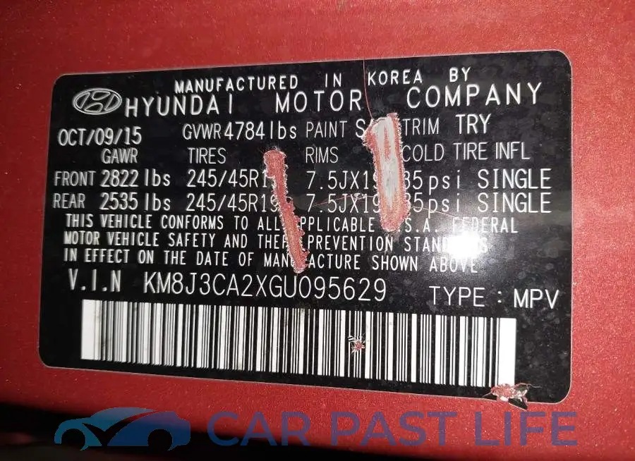 KM8J3CA2XGU095629# 9