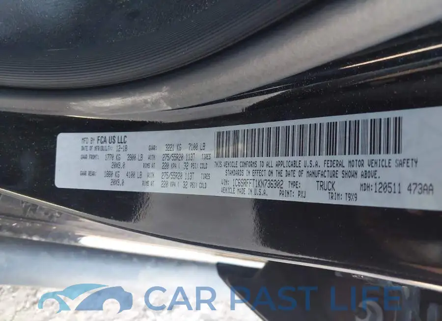 1C6SRFFT1KN736302# 9