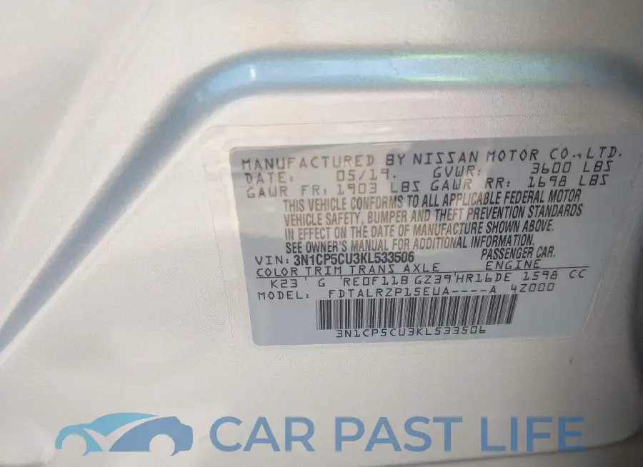 3N1CP5CU3KL533506# 9