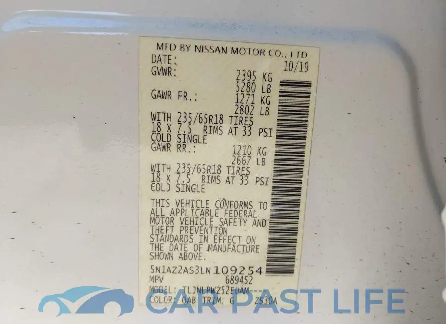 5N1AZ2AS3LN109254# 9