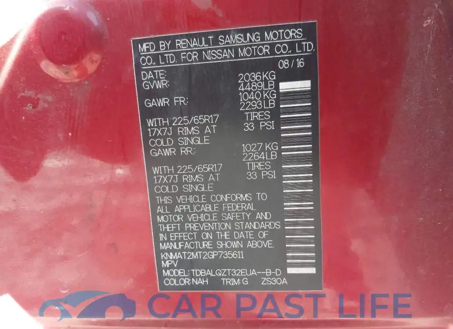 KNMAT2MT2GP735611# 9