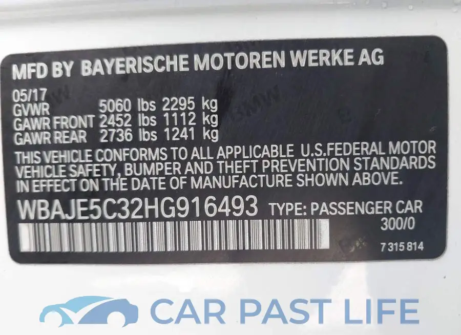 WBAJE5C32HG916493# 9