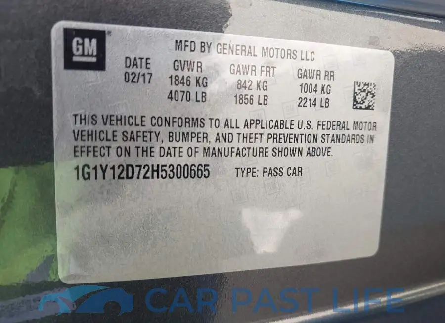 1G1Y12D72H5300665# 9
