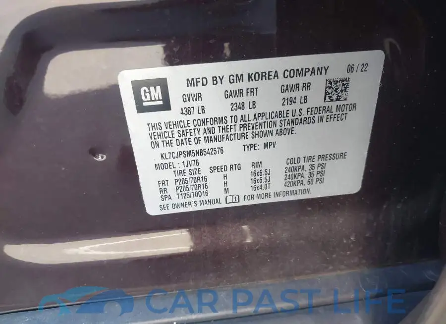 KL7CJPSM5NB542576# 9
